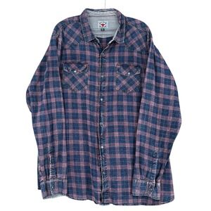 Desert Son Flag & Anthem 3XLT Tall Plaid Distressed Flannel Shirt Menswear‎